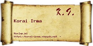 Korai Irma névjegykártya